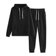 thumbnail image 1 of SELONE Sweat Suits For Weight Loss 2 Piece Long Sleeve Hoodies Long Sweatpants Hooded Neck Gym Loose Fit Taper Leg Workout Outfits Solid Jogger Lounge Sets Streetwear Fall Wintern Clothes Black, 1 of 5