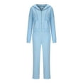 thumbnail image 1 of SELONE Sweat Suits For Womens Weight Loss 2 Piece Long Sleeve Jackets Long Sweatpants Hooded Neck Gym Loose Straight Leg Workout Pockets Solid Jogger Fall Wintern Clothes Light Blue, 1 of 4