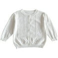 thumbnail image 1 of SELONE Sweater Jacket Toddler Lightweight Button Solid Long Sleeve Cute Clothes White 80, 1 of 8