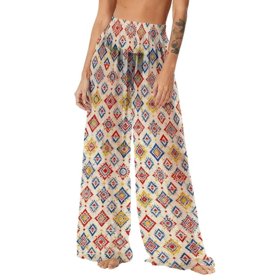 SELONE Swim Cover up for Women Wide Leg Beach Trouser Summer Sun Protection Pants Hawaiian Boho Clothes