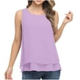 thumbnail image 1 of SELONE Tank Tops Women Sleeveless Tops for Women Casual Sleeveless Loose Fit Chiffon Summer Solid Color Light Ventilation T Shirt Fashion Beach Classy Y2K Soft Summer Tops for Women Purple XXXXXL, 1 of 8