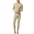 thumbnail image 1 of SELONE Thermal Underwear Set for Men Silk Tight Crewneck Long Sleeve Tops Fleece Soild Elastic Bottom Pajama Sets, 1 of 4