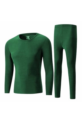 Thermal Underwear Set for Men Tight Crewneck Long Sleeve Tops Fleece Soild Elastic Bottom Home Clothes