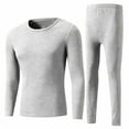 thumbnail image 1 of SELONE Thermal Underwear Set for Men Tight Crewneck Long Sleeve Tops Fleece Soild Elastic Bottom Home Clothes, 1 of 9