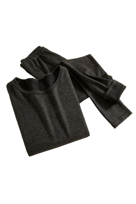 Thermal Underwear Sets for Adults Tight Crewneck Long Sleeve Tops Fleece Elastic Waist Pants Pajama Sets