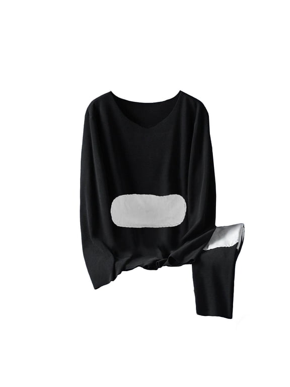 Thermal Underwear Sets for Women Silk Tight V Neck Long Sleeve Tops Fleece Elastic Waist Pants Home Clothes