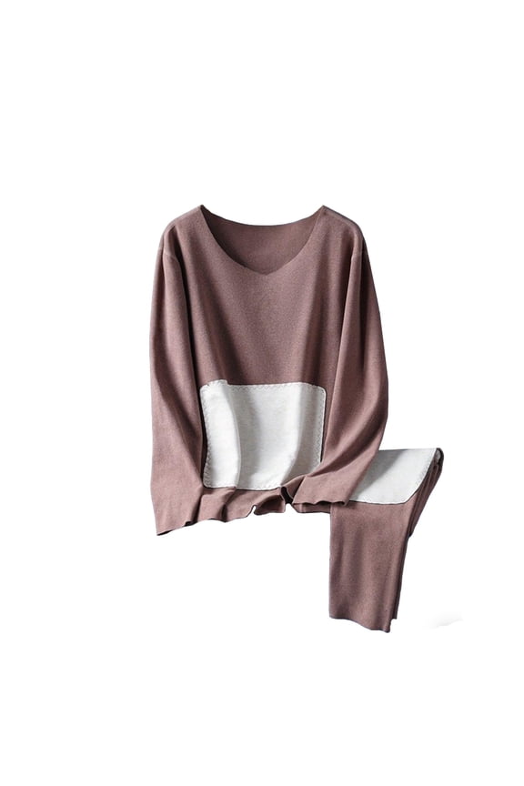 Thermal Underwear Sets for Women Silk Tight V Neck Long Sleeve Tops Fleece Elastic Waist Pants Home Clothes