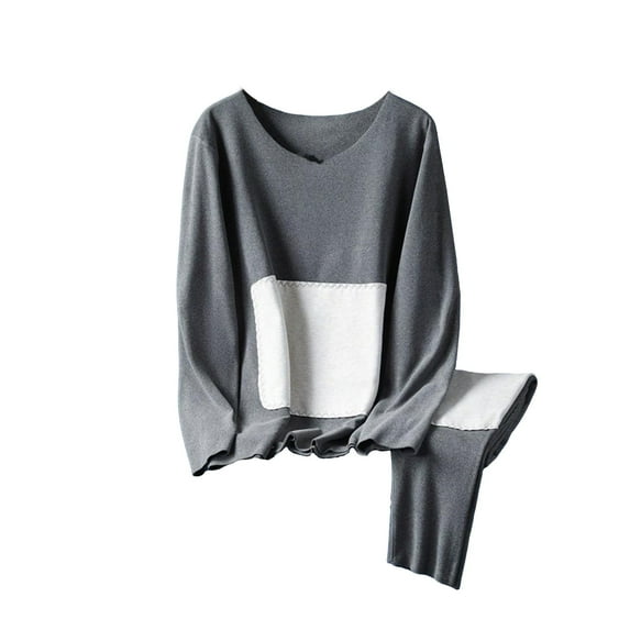 SELONE Thermal Underwear Sets for Women Silk Tight V Neck Long Sleeve Tops Fleece Elastic Waist Pants Home Clothes