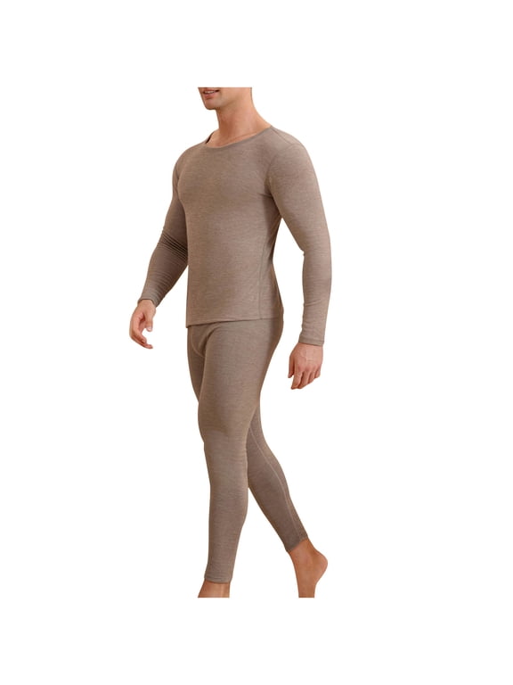Thermal Underwear for Men Set Silk Tight Crewneck Long Sleeve Tops Fleece Winter Bottom Home Clothes
