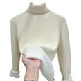 thumbnail image 1 of SELONE Thermal Underwear for Women Knitted Fleece Undershirt Turtleneck Long Sleeve Pullover Soild Tight Tops Beige, 1 of 4