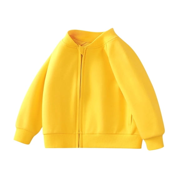 SELONE Toddler Baseball Jacket Cotton Zipper Solid Long Sleeve Cute Clothes Yellow 5 Years