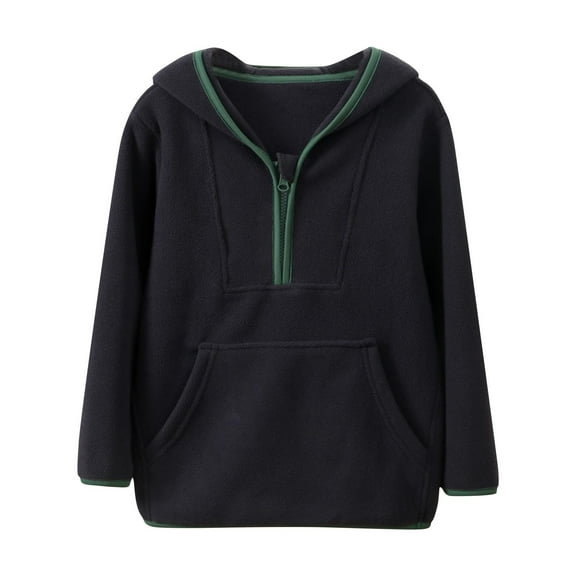 SELONE Toddler Hooded Jacket Boys with Pockets Hooded Fleece Mid Weight Windproof Zipper Solid Long Sleeve Fall Winter Outfit Dark Gray 8 Years