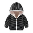 thumbnail image 1 of SELONE Toddler Hooded Jacket with Pockets Hooded Lightweight Zipper Striped Long Sleeve Fall Winter Outfit Black 9 Months, 1 of 3