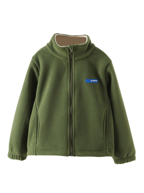 Toddler Jacket Boys Winter with Pockets Zipper Solid Long Sleeve Fall Winter Coats Green 6Years