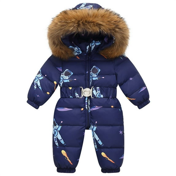 SELONE Kids One Piece Snowsuit Girls Boys Fleece Hoodies Winter Outdoor Ski Suits Windproof Waterproof Jumpsuits 0-1 Years