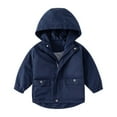 thumbnail image 1 of SELONE Travel Jacket for Toddler with Pockets Hooded Zipper Solid Long Sleeve Cute Clothes Navy 7 Years, 1 of 3