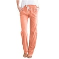 thumbnail image 1 of SELONE Trousers for Women Drawstring Pant Loose Baggy Mid Waisted Long with Pockets Straight Leg Solid Athletic Pants Office Pants Go Out Casual Pants Streetwear Pants Work Pants Fashion Clothes, 1 of 5
