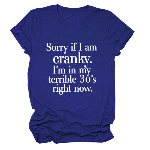 SELONE Tshirts Shirts for Women Summer Tops Graphic Casual Crewneck Short Sleeve Funny Letter Round Neck Blouse T Shirt Fashion Beach Classy Y2K Soft Basic Going Out Tops Blue L