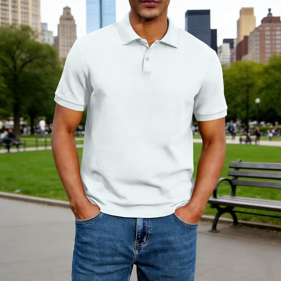 SELONE Tshirts for Men Short Sleeve Shirt Collared Classic Shirts Buttons Fashion Summer Casual Wear White S