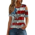 thumbnail image 1 of SELONE Tshirts for Women American Flag Plus Size Short Sleeve Crewneck Cold Shoulder July 4th Apparel Red White Blue Wear Clothes Gifts Activewear M, 1 of 7