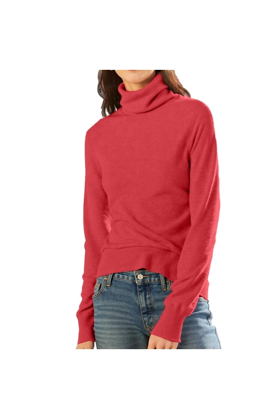 Turtle Necks Tops for Women Base Layer Knitted Pullover Long Sleeve Sweaters Bodycon Soild Underwear Red S