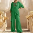 thumbnail image 1 of SELONE Two Piece Sets for Women Summer High Low Matching Sets Short Sleeve Tops and Wide Leg Pants Oversized Clothing, 1 of 8