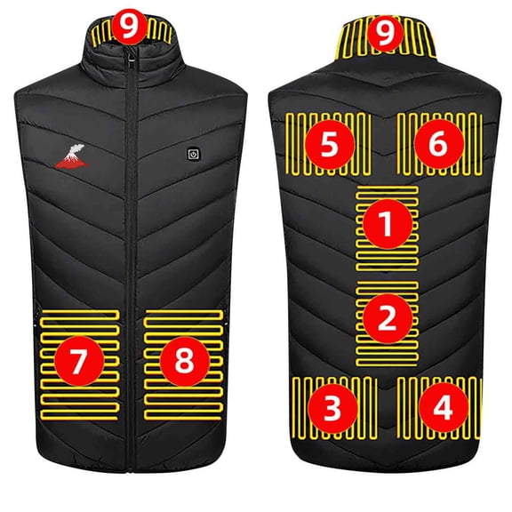 SELONE USB Heated Vest for Men Women Dual Control 9 Heating Zones Cotton Jacket Zipper Coat Printed Winter Clothing