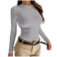 thumbnail image 1 of SELONE Undershirts Long Sleeve Women Crewneck Shirt Tops Soild Tight Bottom Underwear Clothes Purple, 1 of 3