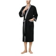 thumbnail image 1 of SELONE Unisex Robe For Men Women Fleece Solid Hooded Plus Size Long Sleeve Bathrobe Nightgown With Pocket Tie Detail, 1 of 6