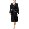 thumbnail image 1 of SELONE Unisex Robe Lightweight Fleece Solid Color Hooded Plus Size Long Sleeve Bathrobe Pajama Nightgown With Pocket Tie, 1 of 7