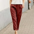 thumbnail image 1 of SELONE Vacation Pants for Women Plus Size Lounge Pants with Pockets Elastic Waist Cropped Trouser Loose Casual Beach Pants Pull on Solid Straight Lightweight Wine XL Breathable Summer Clothes, 1 of 8