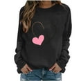 thumbnail image 1 of SELONE Valentine Soft Sweatshirts for Women Heart Print Long Sleeve Shirt Crewneck Pullover Loose Tops Black S, 1 of 4