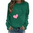 thumbnail image 1 of SELONE Valentine Soft Sweatshirts for Women Heart Print Long Sleeve Shirt Crewneck Pullover Loose Tops Green L, 1 of 4
