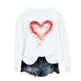 thumbnail image 1 of SELONE Valentine's Day Long Sleeve Shirts Women Heart Print Pullover Crewneck Sweatshirt Fashionable Tops White S, 1 of 6