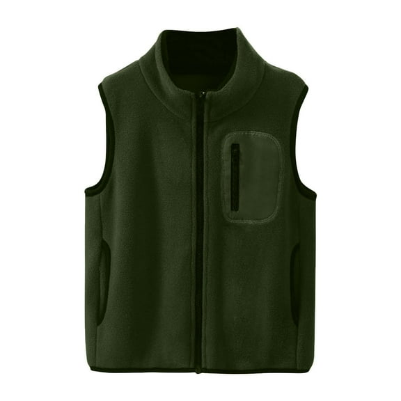 SELONE Vest for Kids Boys with Pockets Fleece Zipper Solid Sleeveless Fall Winter Outfit Army Green 10 Years