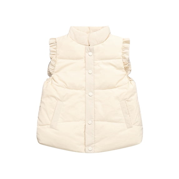 SELONE Vest for Kids Girls with Pockets Button Solid Sleeveless Fall Winter Coats Beige 2 Years