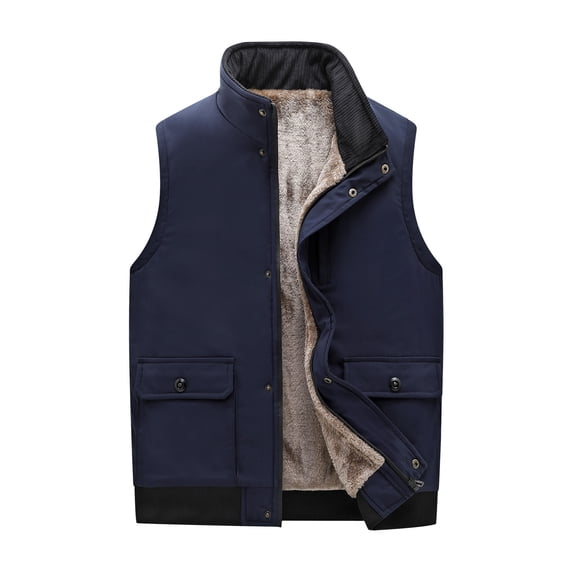SELONE Vests for Men Fleece Zipper Hoodless Jacket Sleeveless Tops Casual Outerwear in Winter