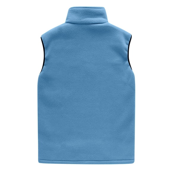 SELONE Vests for Men Fleece Zipper Hoodless Jacket with Pockets Short Sleeveless Tops Solid Warm Outerwear