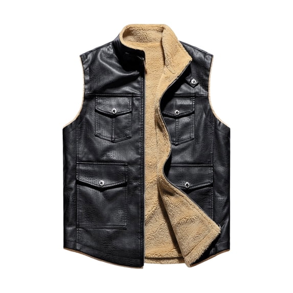 SELONE Vests for Men Zipper Hoodless Jacket with Pockets Sleeveless Tops Solid Casual Outerwear in Winter