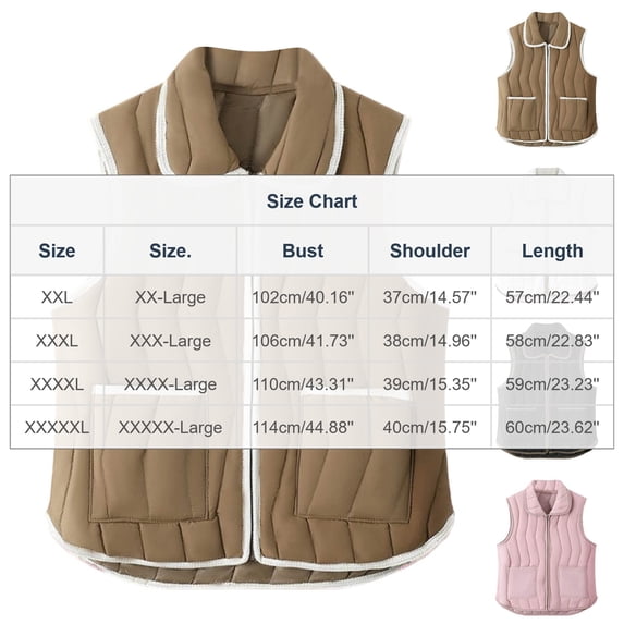 SELONE Vests for Women Winter Cotton Zipper Hoodless Sweater with Pockets Lightweight Tops Solid Warm Outerwear