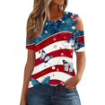 thumbnail image 1 of SELONE Womens Patriotic T Shirts Independence Day Womens Tops Dressy Casual Fashion Female Round Neck Loose T Shirt Tops Plus Size Patriotic Clothing Perfect for Independence Day Dark Blue XL, 1 of 7