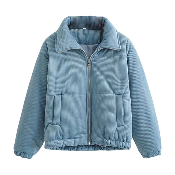 SELONE Warm Winter Coats for Women Cropped Warm Jacket with Pockets Zippered Collared Long Sleeve Outerwear Solid Tops