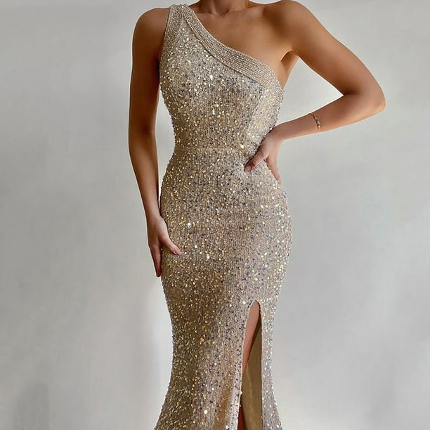 SELONE Wedding Guest Dresses for Women Elegant Formal Gowns Sleeveless Elegant Formal Dress Maxi Cocktail Dresses One Shoulder Rehearsal Dinner Dress Sequin Bodycon Evening Dresses Lace Prom Dresses