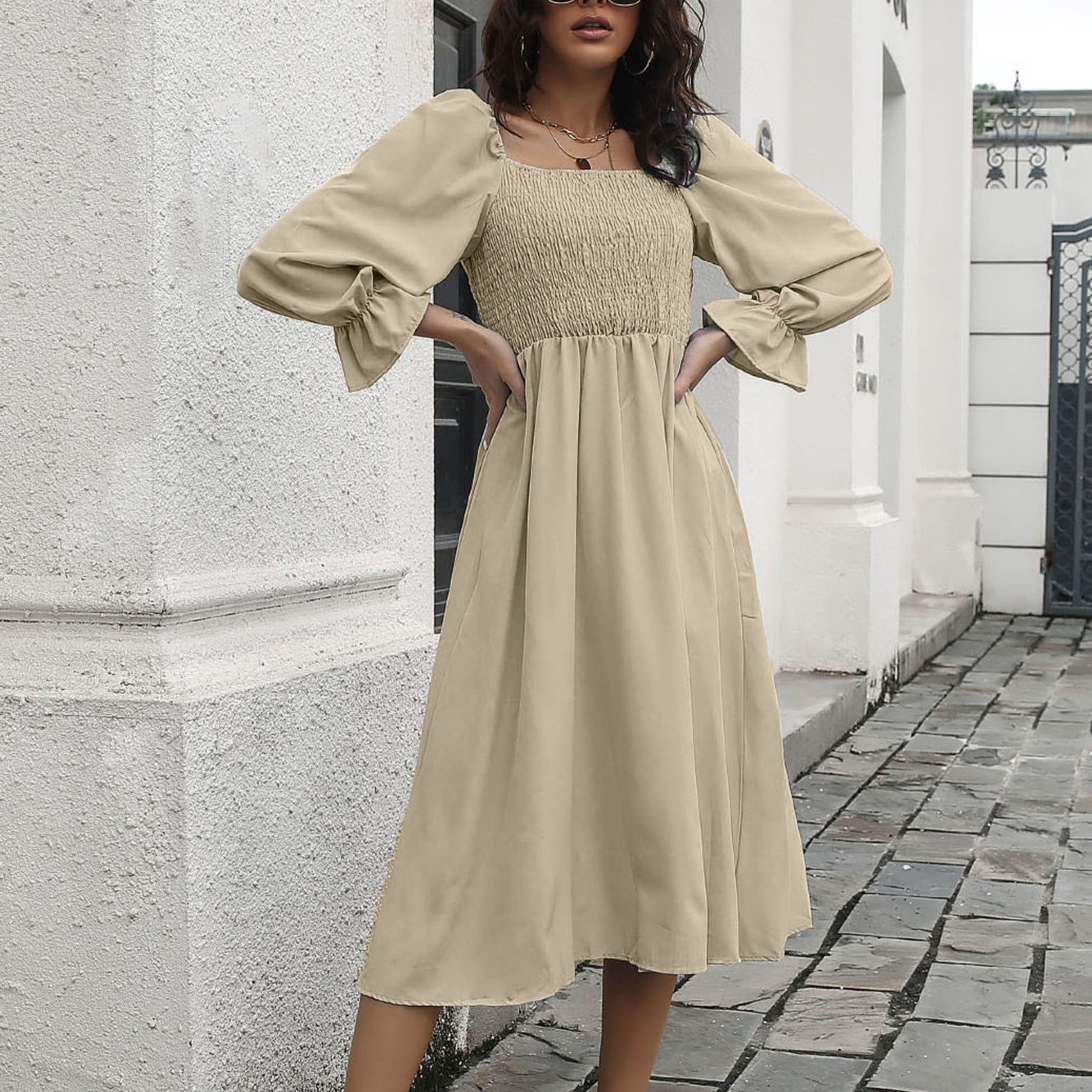 SELONE Elegant Long Sleeve Winter Wedding Guest Dress for Women - Formal,  Cocktail, Midi Dress - Walmart.com