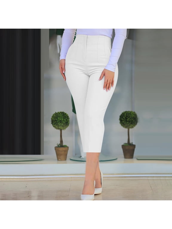 White White Mid Waist Plus Size Lounge Pants Trouser Pants Casual Beach Pants Pull on Solid Soft Tapered Lightweight Comfortable 3XL Breathable Summer Clothes