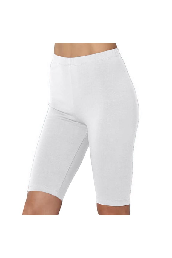 White White Mid Waist Plus Size Running Leggings Bermuda Workout Pants Curvy Slim Casual Gym Clothes Pull on Solid Soft Yoga Lightweight Comfortable 3XL Breathable Summer Clothes
