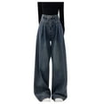 thumbnail image 1 of SELONE Wide Leg Jeans for Women High Waist Button Denim Pants Y2K Loose Baggy Streetwear Pants with Pockets Solid Lounge Trousers Sweatpants Long Pants Casual Pants Go Out Fall Wintern Clothes, 1 of 6