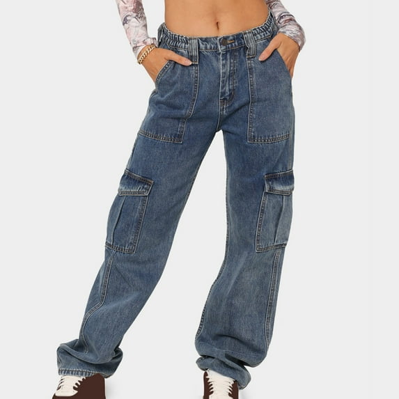 SELONE Wide Leg Jeans for Women High Waist Wide Leg Denim Trendy Casual Long Pant Solid Color Fashion Loose Broad Leg Full Length Pants Jeans for Casual Outings Work Going Out Activities Gray S