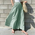 thumbnail image 1 of SELONE Wide Leg Linen Pants for Women With Pockets Wide Leg Elastic Waist Casual Summer Long Pant Fashion Solid s for Everyday Wear Running Errands Going to Work Casual Event Light Blue Free Size, 1 of 8