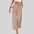 thumbnail image 1 of SELONE Wide Leg Pants for Women Casual With Pockets High Waist High Rise Wide Leg Elastic Waist Casual Summer Long Pant Fashion Loose Solid Button Zipper Trousers Pants for Everyday Wear Pink S, 1 of 7
